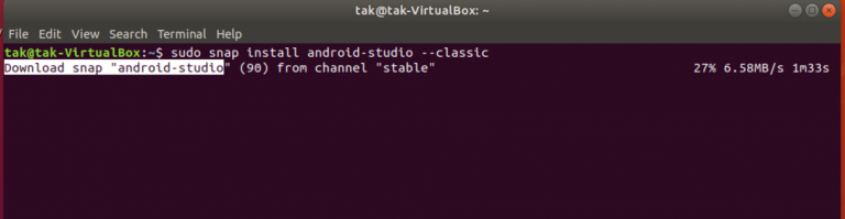 snap install android studio